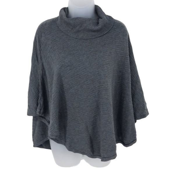 AGB Grey Poncho Cape Cowell Neck Top Size M - Picture 1 of 8